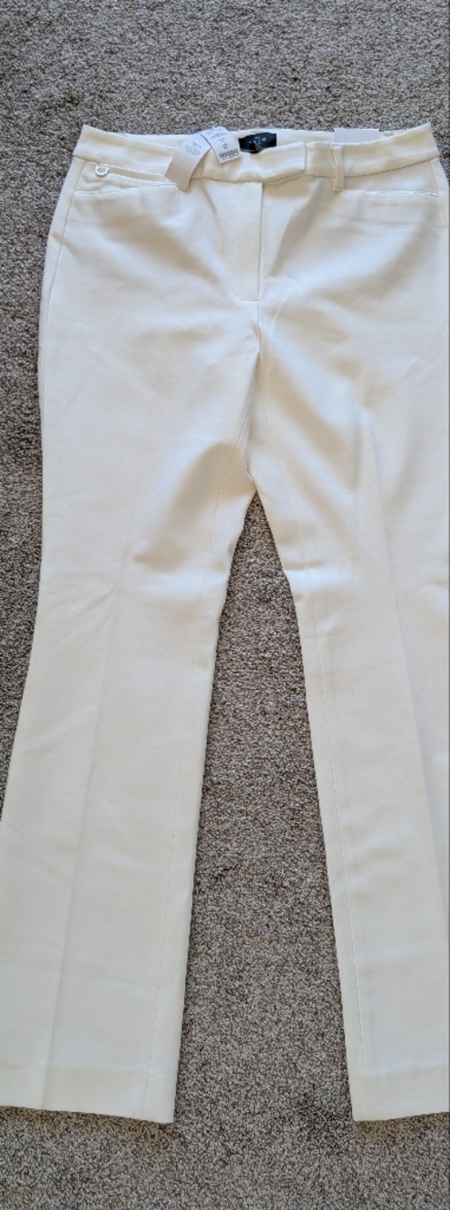 White House Black Market Effortless Slim Boot Ponte Pant in Ecru — Size 8R | NWT